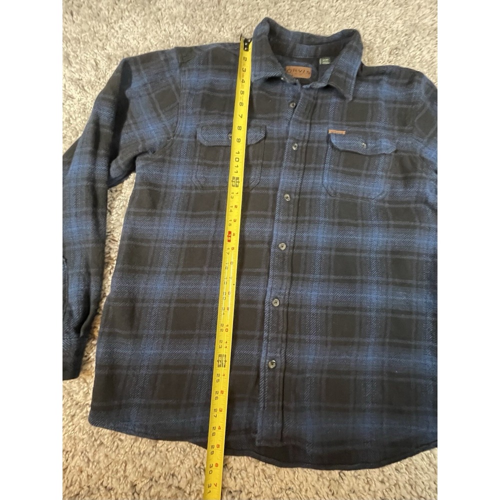 ORVIS Big Bear Flannel Shirt Jacket Shacket Mens XL Blue Plaid Heavy Weight‎ - Picture 8 of 15